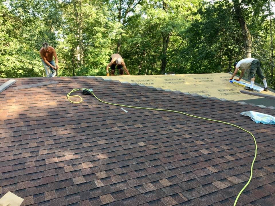 working on residential roof