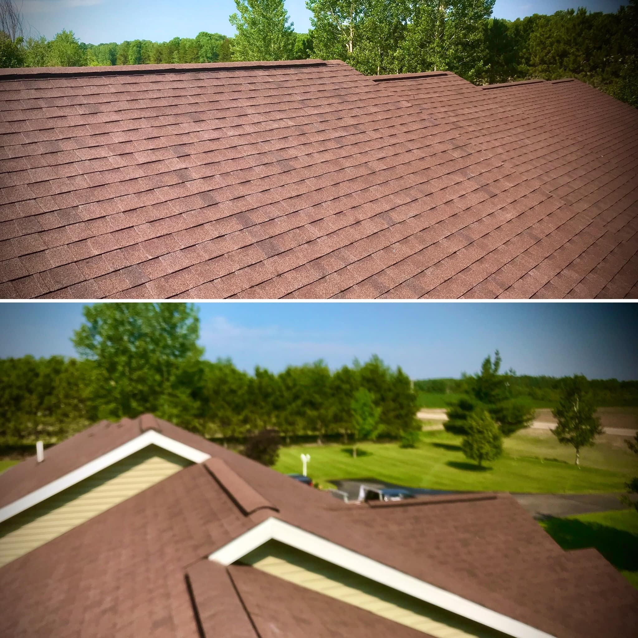 Completed residential roofing job