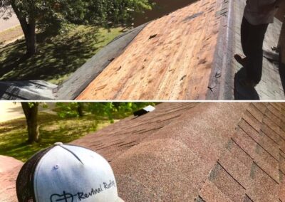 roof replacement decking and underlayment showing before and after photos