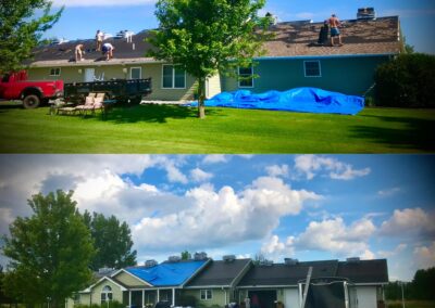 Residential asphalt shingles roof replacement before and after photos of project