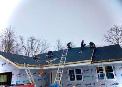 Residential asphalt shingles roof replacement in progress