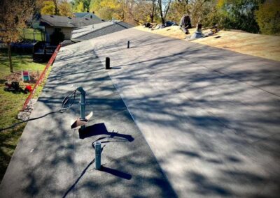 Architectural asphalt shingles roof replacement job in progress