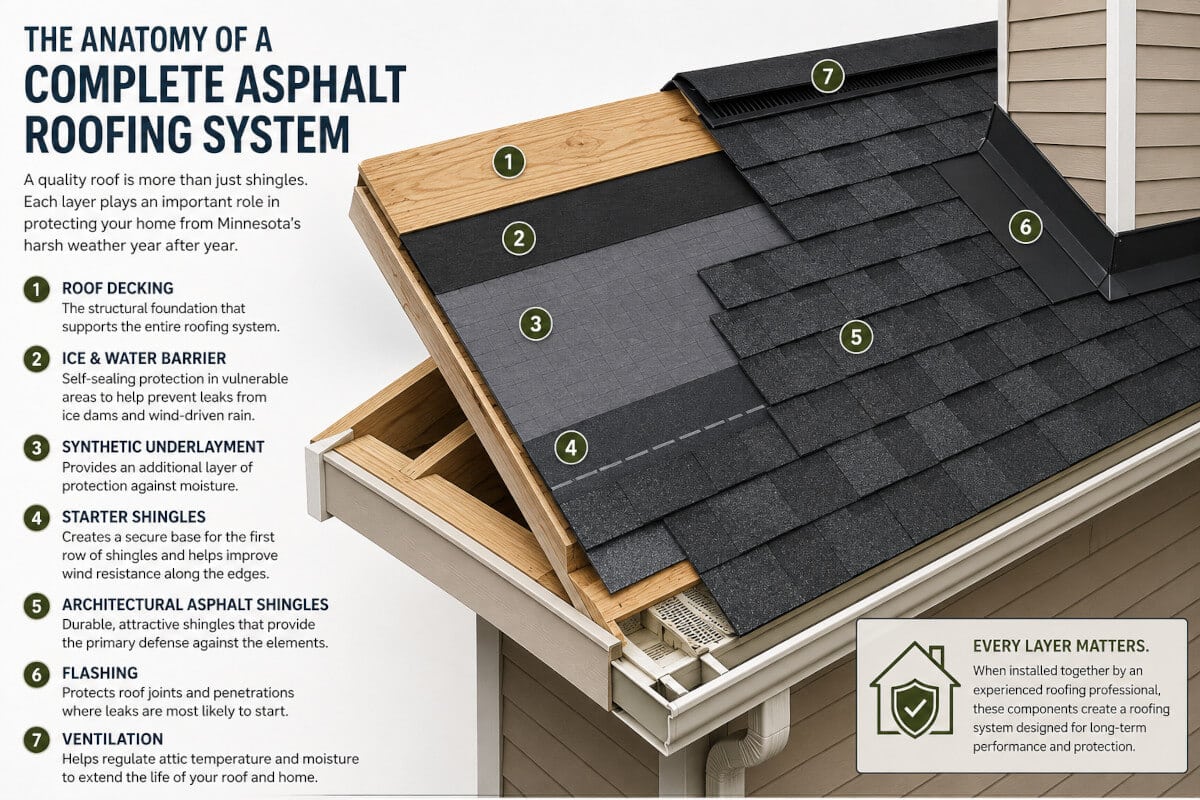 Complete asphalt roofing system image