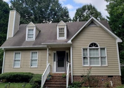 Residential roof replacement ground view