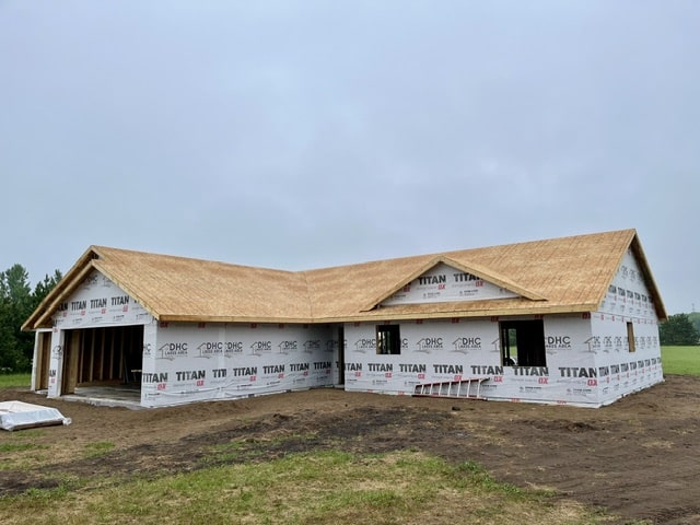 Asphalt roof replacement project before installation on new construction in Brainerd MN