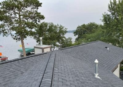 Asphalt roof replacement-project completed in Lakeshore MN lake view