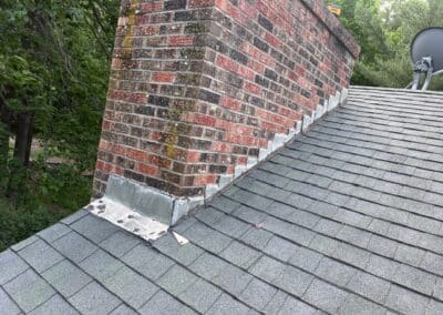 Roof repair chimney flashing before completed in Pine River MN