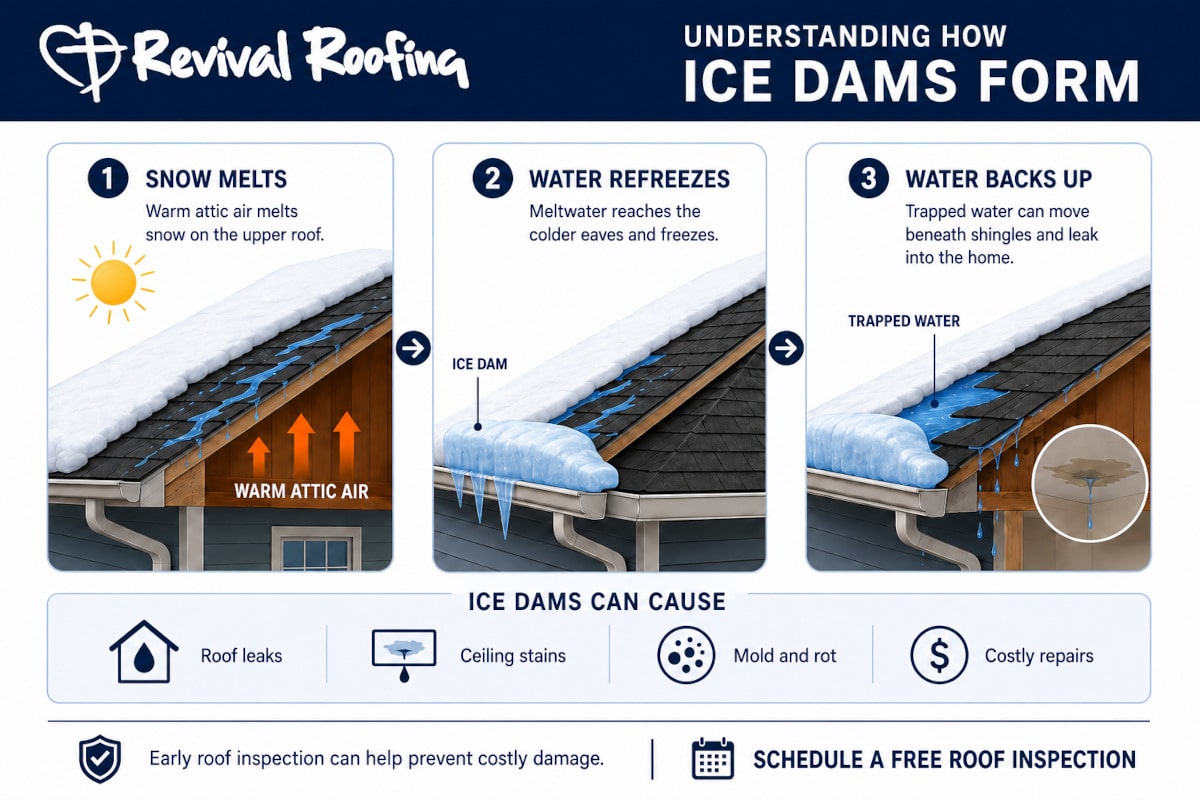 Understanding how ice dams form info graphic